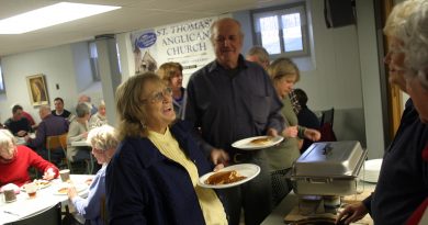 The lines were long but the pancakes were hot as witnessed here in Woodlawn at the St. Thomas' Anglican Church Pancake Supper last Tuesday night. Photo by Jake Davies
