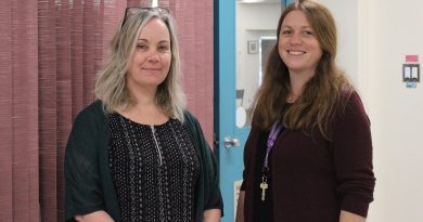 WCSS educational assistants Theresa Donnelly and Kim Smith volunteer their time to run the school's breakfast program. Photo by Michelle Russett