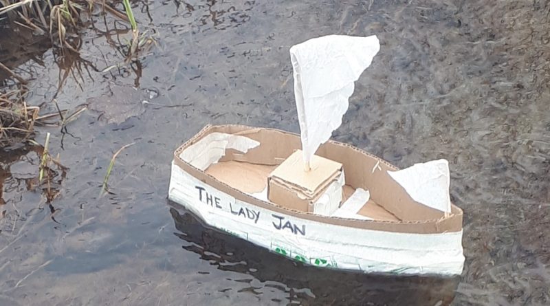 Enter the Carp Village Great Paper Boat Race Time Trials and keep your kids (and kids at heart) entertained during these unprecedented times. Courtesy Janet Howse