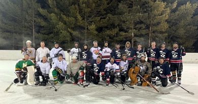 The City vs. The Country shinny game was a friendly competition until the 'last goal wins' call. Courtesy Adam Brown