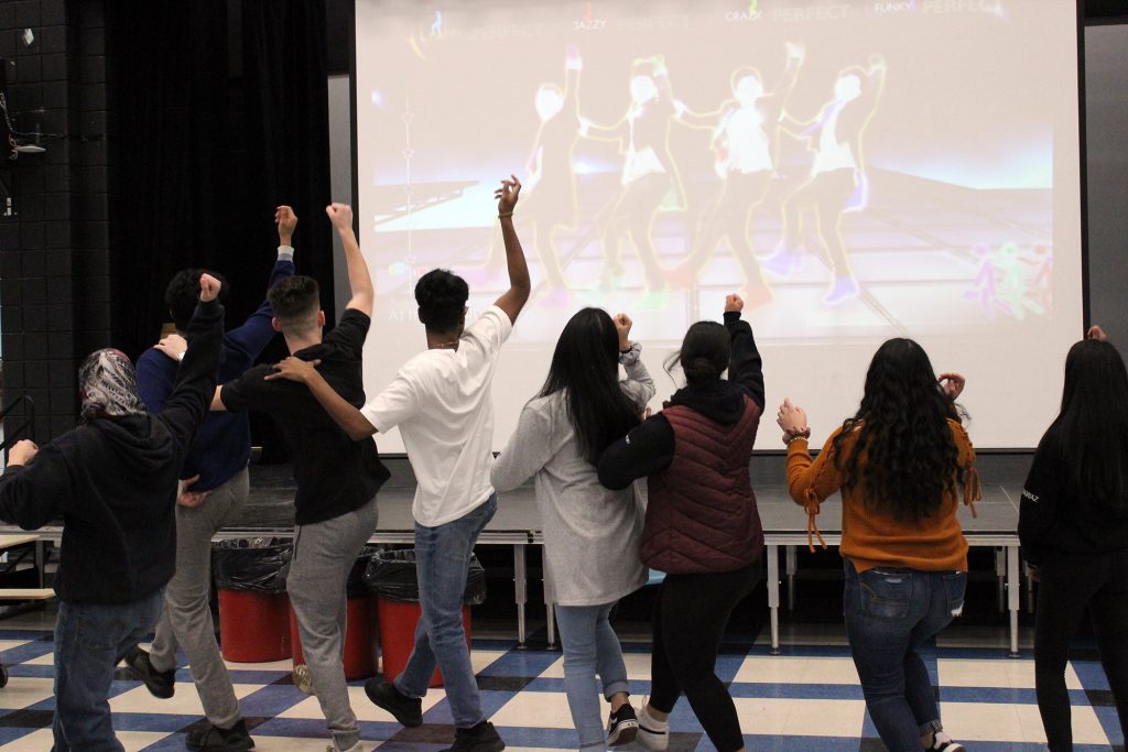 Grade 9s partake in a bit of dancing at a birthday party hosted by the WCSS Link Crew. Photo by Michelle Russett