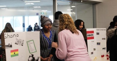 Grade 12 student Wunnam Saani shares her Ghanaian culture with the students of West. Photo by Michelle Russett