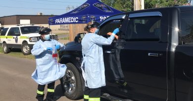 Lanark County paramedics offer drive-thru testing at the COVID-19 Assessment Centre in Almonte. Courtesy the AGH