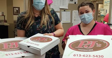 Pj's Restaurant drops off pizza for the staff at the Grove Nursing Home. Courtesy ARH