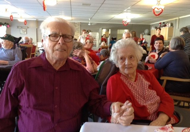 Mervyn and Emily Tripp will be celebrating 73 years of marriage this Sunday. This photo was of the happy couple on Valentine's Day, 2019 at Country Haven. Courtesy Janice Tripp
