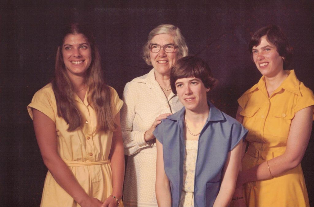 Juanita and her three daughters Megs, Constance and Daphne in 1981. Courtesy Megs Coulbourn