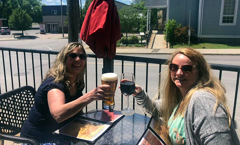 The Juke Joint Soul Kitchen submitted this photo of their first two guests on the first day restaurants were allowed to open their patios to the public last Friday. Courtesy the Juke Joint Soul Food Kitchen