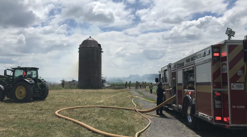 Rural firefighters doused a fire in the Goulbourn area that was immediately adjacent to a silo today. Courtesy the OFS