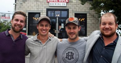 Ridge Rock Brewery owners Calvin de Haan, Jason LaLonde, Jake Sinclair and Ryan Grassie. Grassie says he's excited to open the patio, but challenges still lie ahead. Photo by Jake Davies