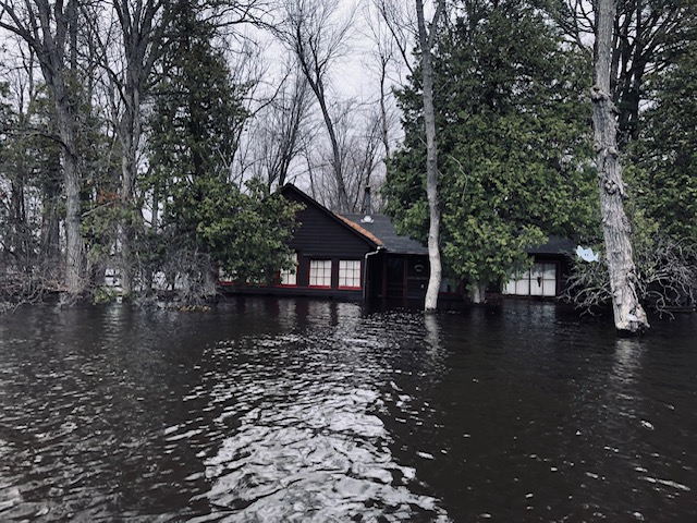 Kedey Island, and the Gartner's cottage, spent most of spring 2019 underwater causing significan damage. Courtesy MultiPoint Foundations
