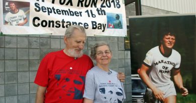 Robert Dupuis, photographed with his wife Linda Cassidy at the 2018 West Carleton Terry Fox Run, passed away last Tuesday, July 7. Photo by Jake Davies