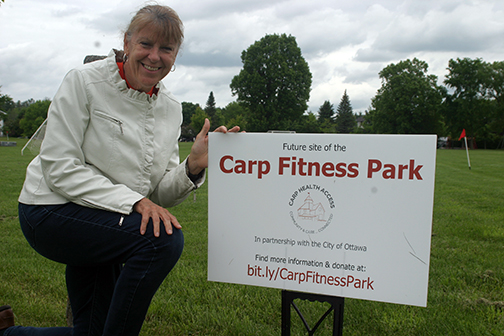 Volunteer Kathy Fishcer has worked on the Carp Fitness Park project for more than three years. Photo by Jake davies