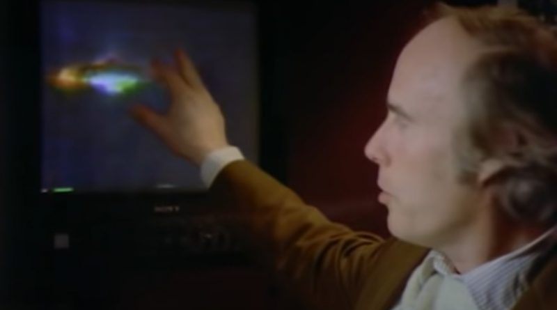 UFO researcher Bob Oechsler views the Guardian's alien landing tape in an Unsovled Mysteries episode from 1992. Screengrab