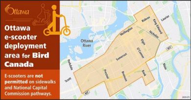 The eScooter deployment area map. Courtesy City of Ottawa