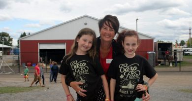 There won't be a Carp Fair this year but there will be a Carp Agricultural Society 2020 Showcase. Pictured past president Tracey Zoobkoff (2016) with future board members Kalina Zoobkoff, 9, and Etta Stevenage, 7 at the 2019 Carp Fair. Photo by Jake Davies