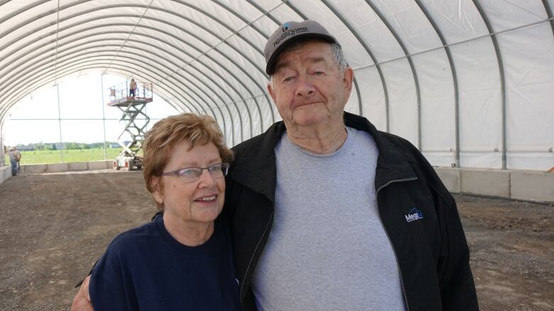 Adele and Leo in their new barn replacing the one lost in the 2018 tornado. Courtesy the Muldoon daughters