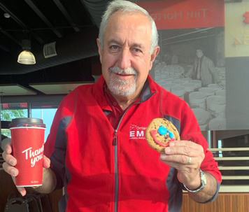 Coun. Eli El-Chantiry shows off his Tim Hortons' Smile Cookie bought this morning. Courtesy Eli El-Chantiry