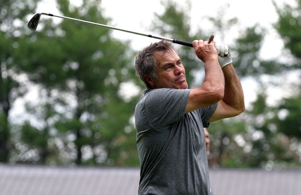 Perry Freda teeing off on Hole 10.