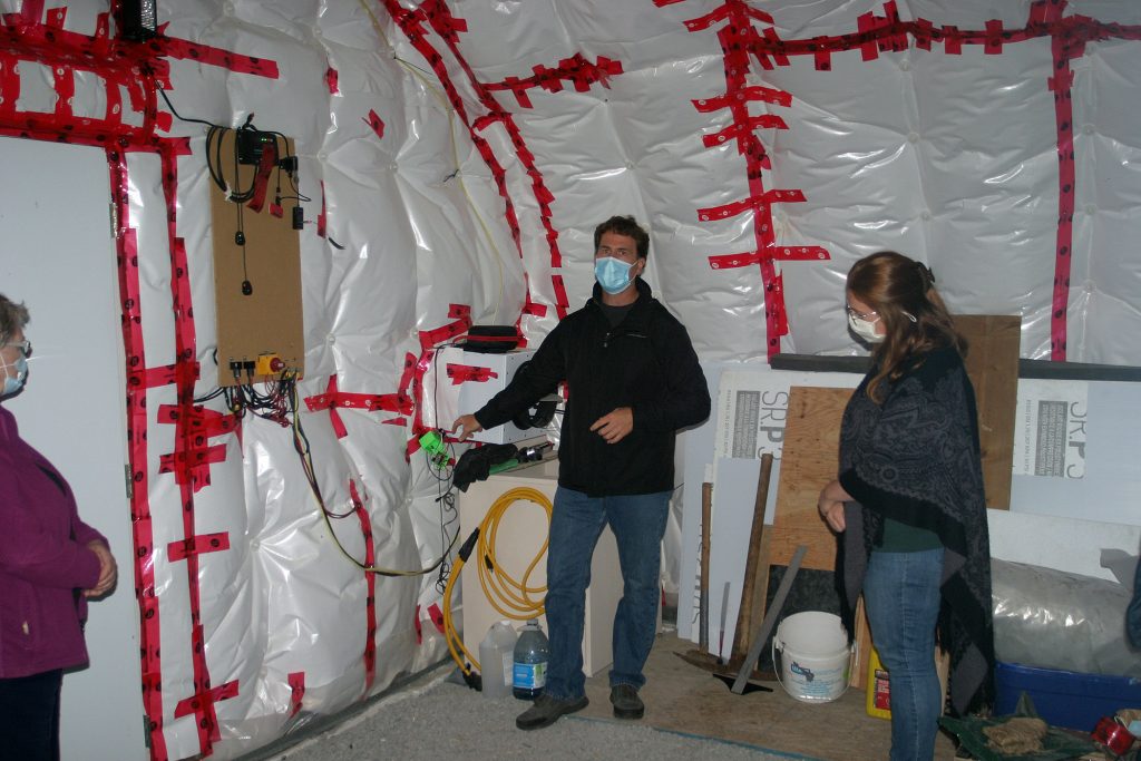 A photo of the inside of the root cellar.