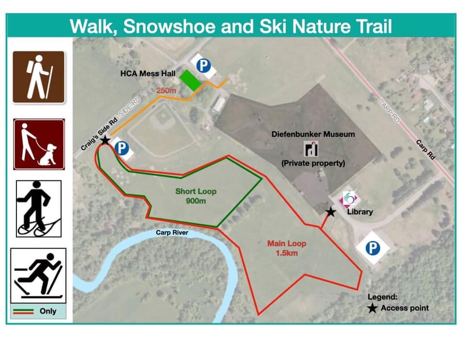 A trail map for the Carp Riverwalk.