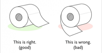 Two options for hanging toilet paper.