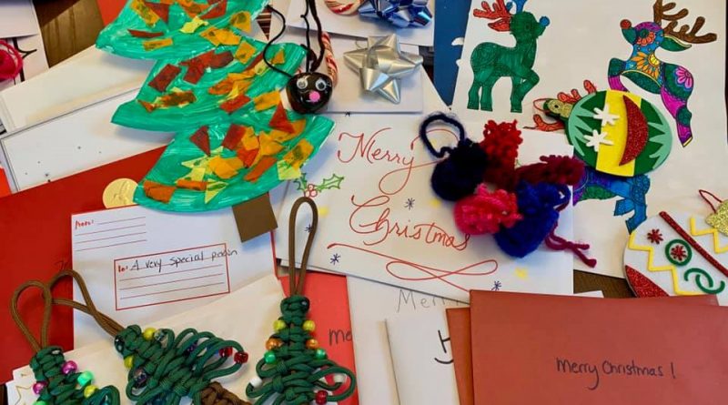 A photo of some of the Christmas cards and crafts.