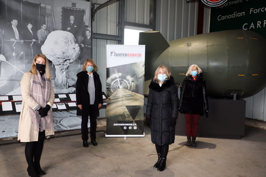 From left to right: Christine McGuire, Executive Director, Diefenbunker, Canada’s Cold War Museum; Karen McCrimmon, Member of Parliament for Kanata−Carleton; The Honourable Dr. Merrilee Fullerton, Ontario’s Minister of Long-Term Care and Member of Provincial Parliament for Kanata−Carleton; Susan McLeod, President of the Board Directors, Diefenbunker, Canada’s Cold War Museum. Photo by Jake Davies