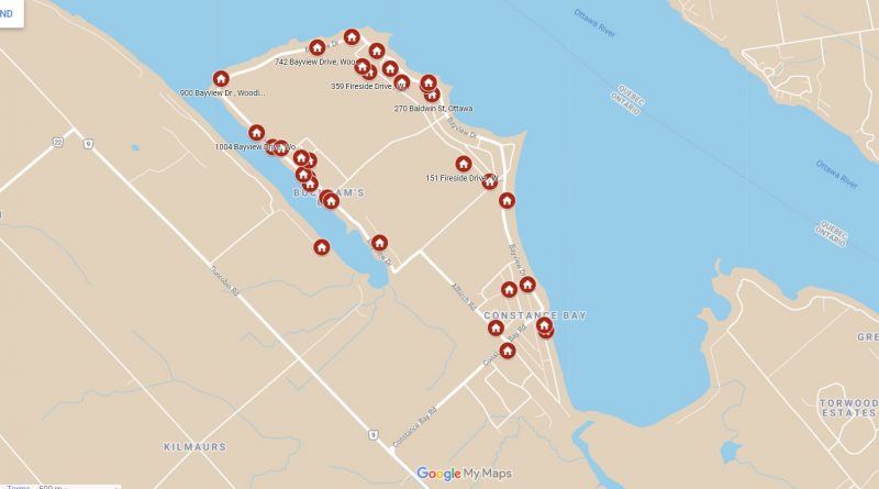 A screengrab of the Light up the Bay contestants map.