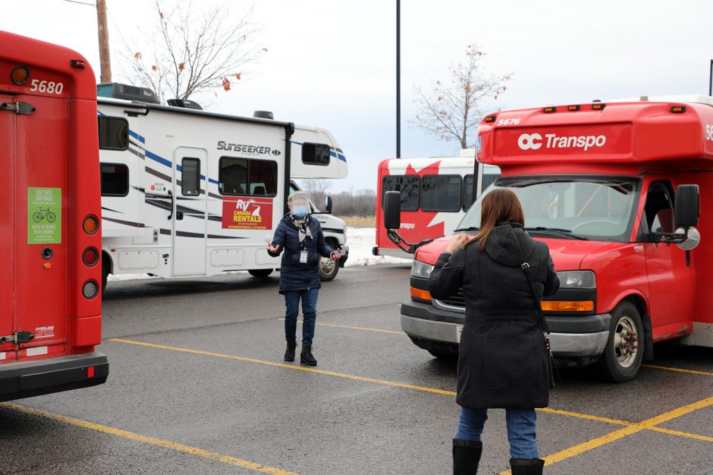 The mobile flu shot clinic uses OC Transpo vehicles.
