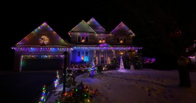 The Genova family home decorated for Christmas.