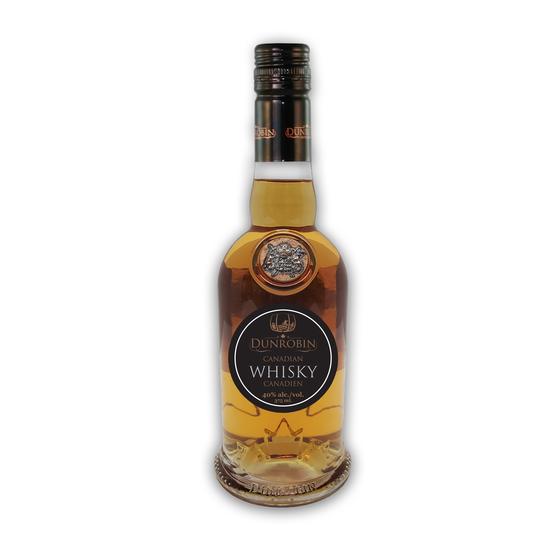 A photo of a bottle of Dunrobin Distilleries' Canadian whisky.