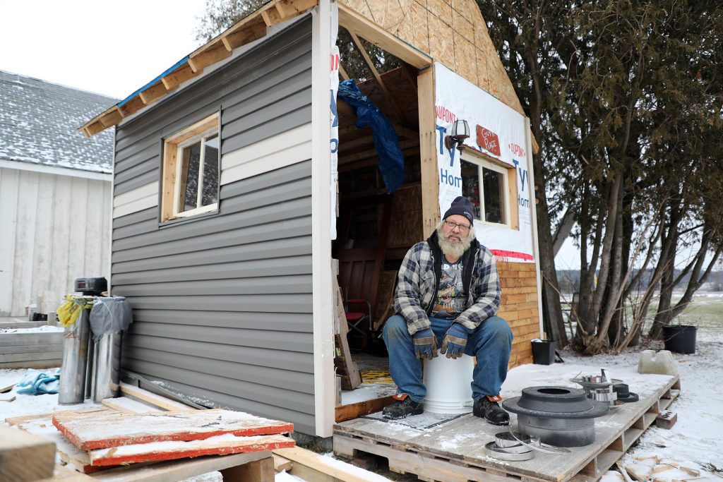 A photo of the bunkie under construction.