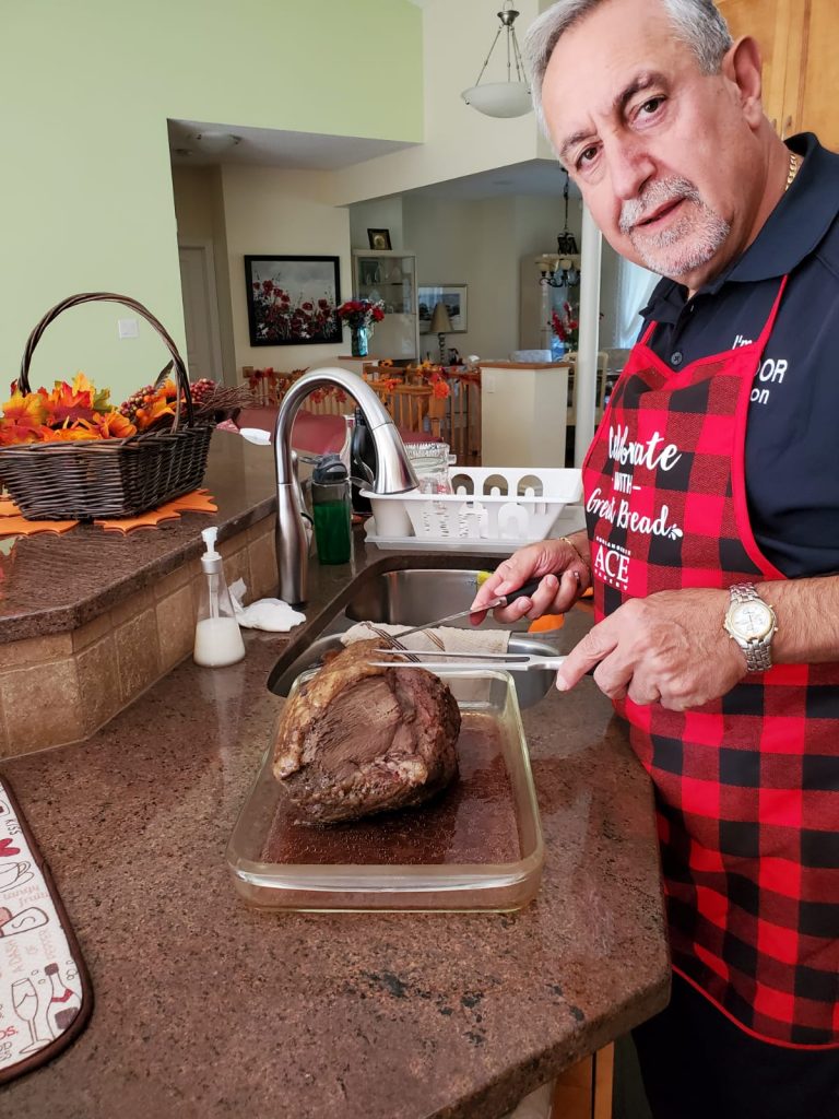 Coun. Eli El-Chantiry cooking at home during the holidays.