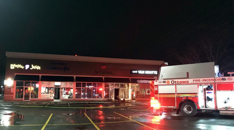 A photo of the Hazeldean strip mall where a fire broke out this morning.