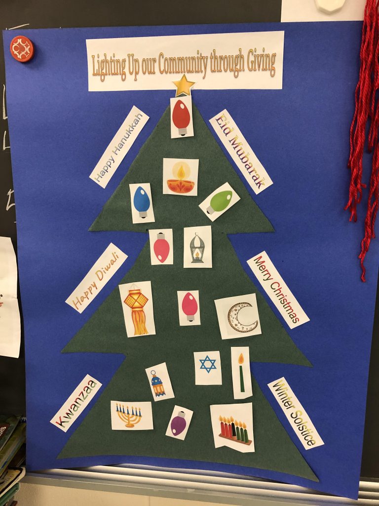 A photo of the Christmas donation tree.