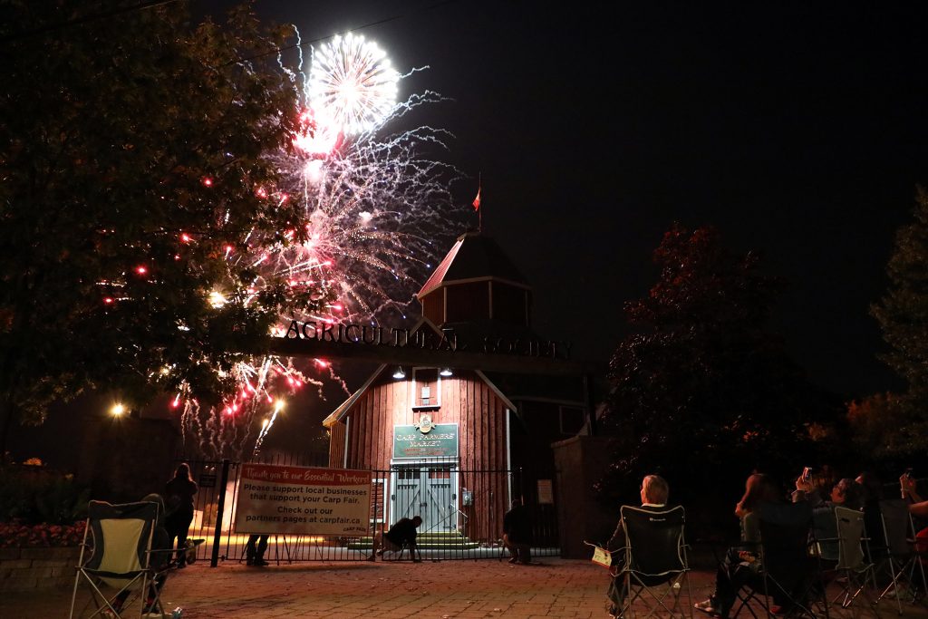 A photo of the fireworks show the Carp Argricultural Society held on Carp Fair weekend.