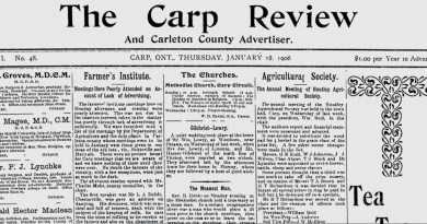 The front page of the Jan. 18, 1906 Carp Review.