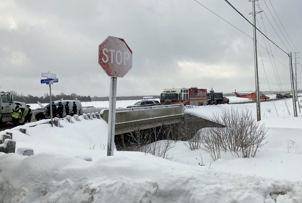 Ottawa's first responders attend to a motor vehicle collision this morning that left one dead. Courtesy the OPS