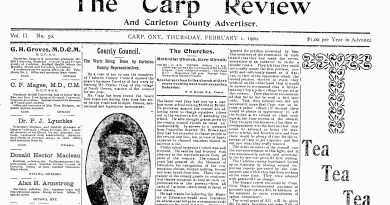 The front page of the Feb. 1, 1906 Carp Review.