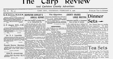 The front page of The Carp Review, Feb. 8, 1906