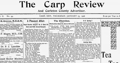The front page of the Jan. 25, 1906 Carp Review.