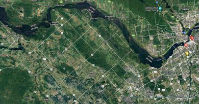 A satellite photo of West Carleton.