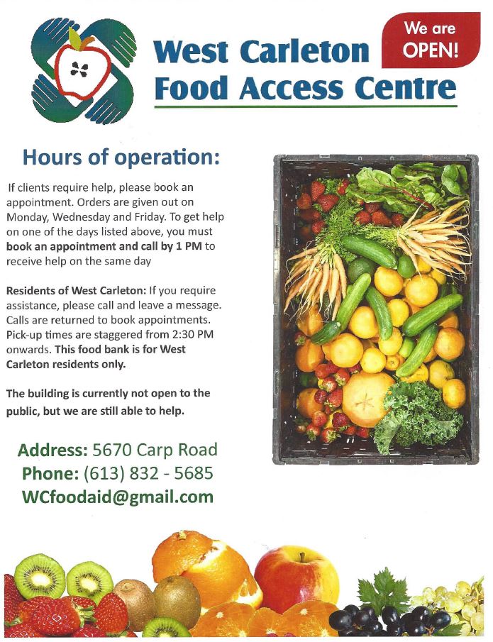 A West Carleton Food Access Centre flyer.