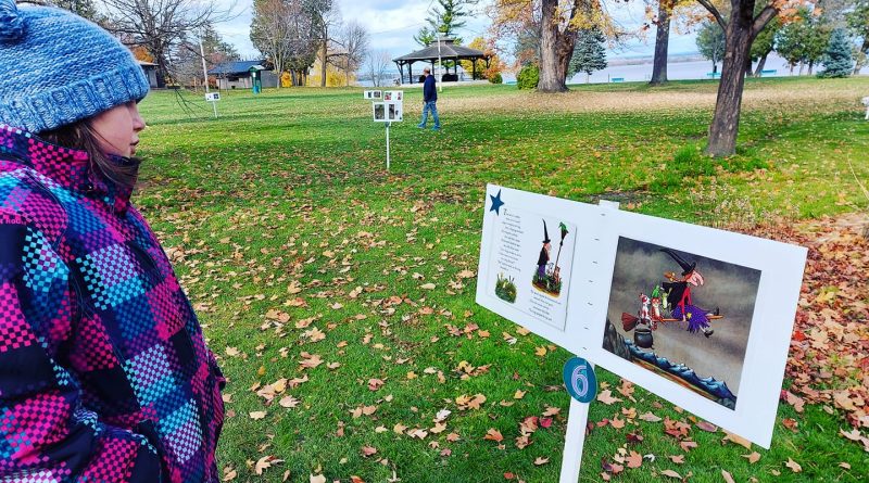 A child takes part in a story walk in Arnprior.