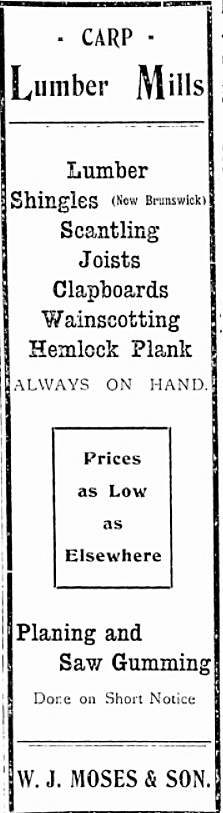 An ad from the Feb. 15, 1906 Carp Review.
