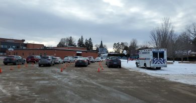 A photo of Arnprior's drive thru vaccination clinic.