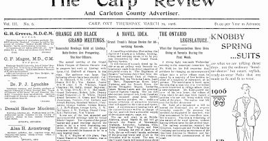 The front page of the March 29, 1906 Carp Review.