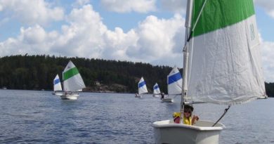 A photo of people sailing.