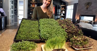Leah Grassie and various microgreens.