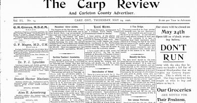 The front page of the May 24, 1906 Carp Review.